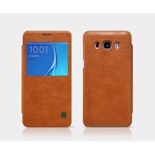 Etui Samsung Galaxy J7 2017 J730 Nillkin Qin Leather Case skórzany pokrowiec kabura brązowy