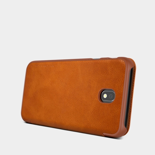 Etui Samsung Galaxy J7 2017 J730 Nillkin Qin Leather Case skórzany pokrowiec kabura brązowy