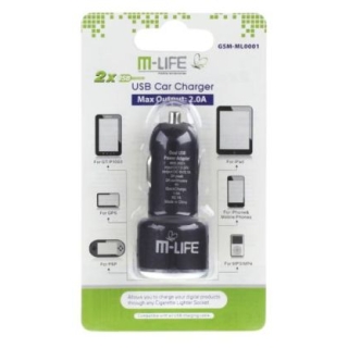 ŁADOWARKA SAMOCHODOWA USB 2A DUAL M-LIFE