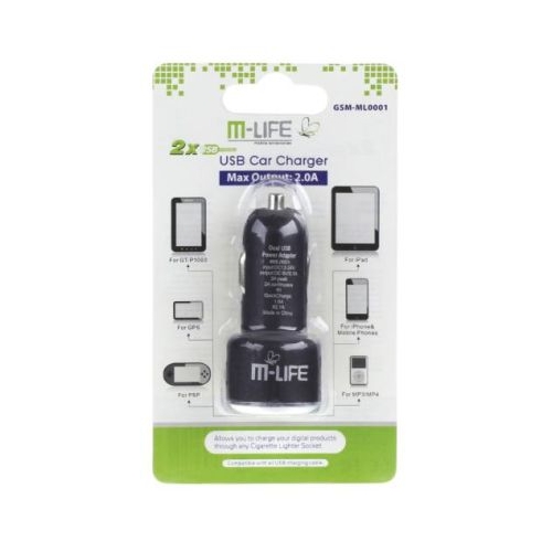 ŁADOWARKA SAMOCHODOWA USB 2A DUAL M-LIFE