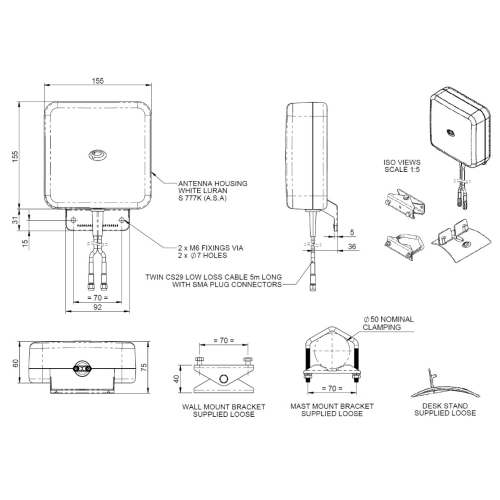 ANTENA ZEWNĘTRZNA 3G/4G/LTE/GSM WMMG-7-27-5SP OEM