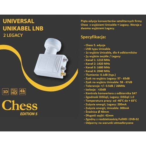 LNB UNICABLE QUAD CHESS 5 EDITION + TWIN LEGACY (6 ODBIORNIKÓW)