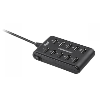 HUB USB 10 portowy Quer czarny (KOM0737)