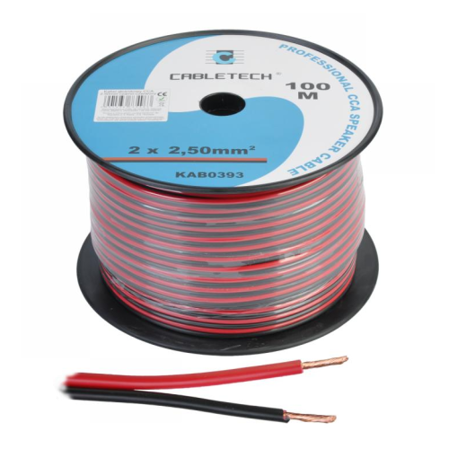 Kabel głośnikowy CCA 2.5mm czarno-czerwony (KAB0393)