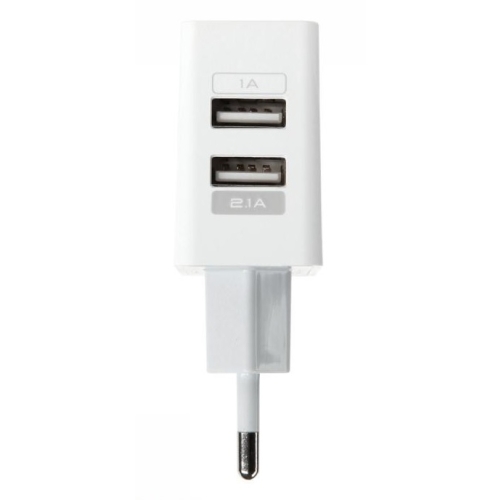 Ładowarka sieciowa USB Kruger&Matz KM0017 z dwoma gniazdami USB 2.1A + 1A