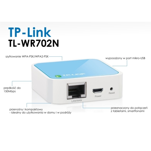 Nano router TP-LINK TL-WR702N - z zasilaczem