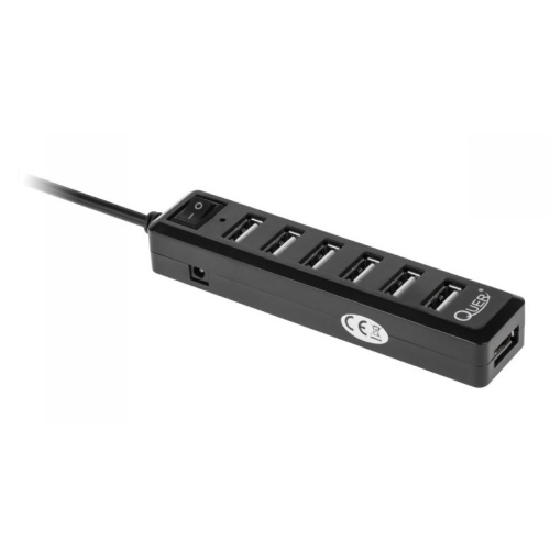 HUB USB 7 portowy Quer czarny (KOM0609)