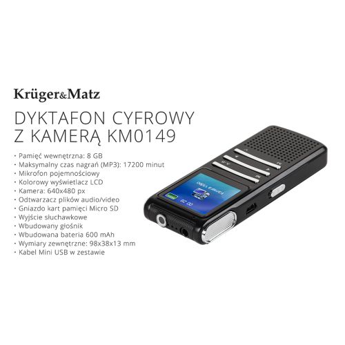Dyktafon cyfrowy Kruger&Matz z kamerą (KM0149)