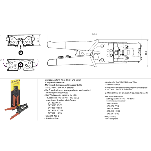 Zaciskarka kompresyjna F, IEC, BNC, RCA fixPOINT